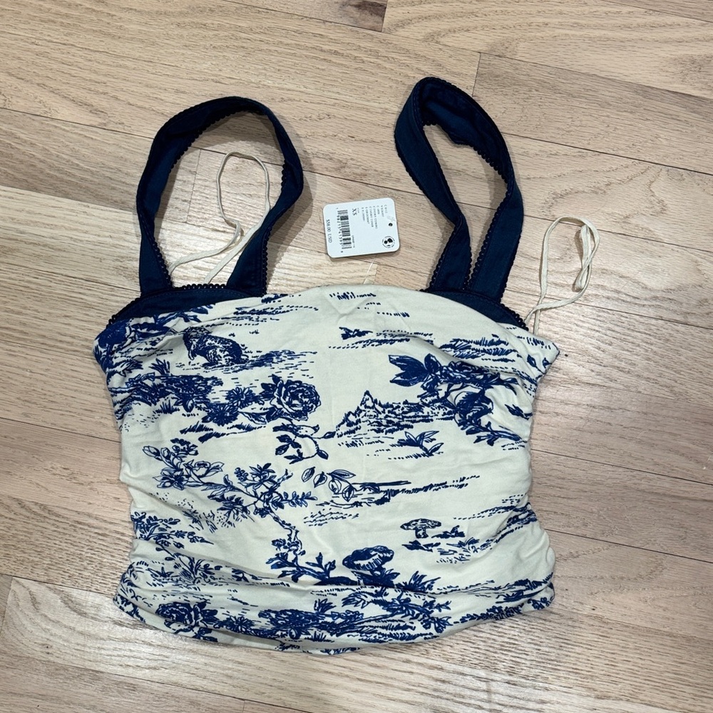 FP Movement by Free People Blue and White Tank Top